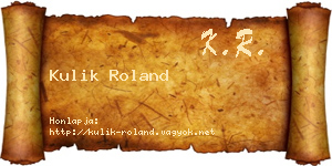 Kulik Roland névjegykártya
